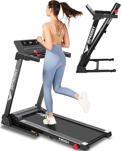 Impremey Caminadora plegable con inclinación, cinta de correr eléctrica con correa de correr grande de 42" x 16", monitor de frecuencia cardíaca,