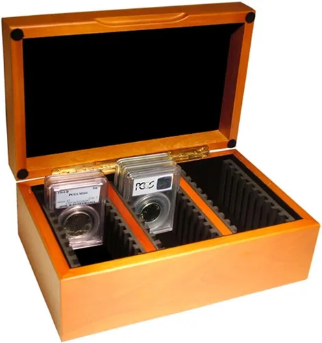 Miniatura 8 de Guardhouse Caja de almacenamiento/exhibición de diez monedas con acabado mate negro para titulares de monedas de estilo certificado o certificado
