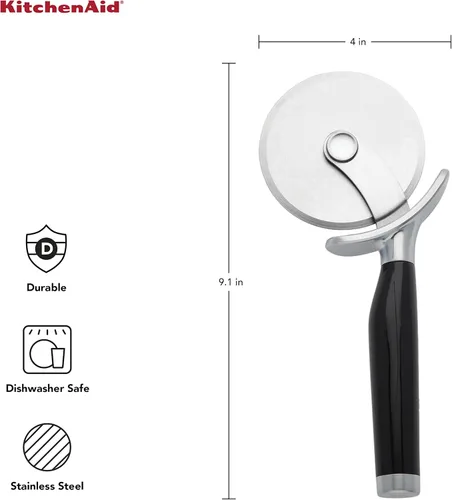 Miniatura 2 de KitchenAid Rueda de pizza clásica con hoja afilada para cortar costras, pasteles y más, protector de dedos integrado para un agarre seguro y cómodo