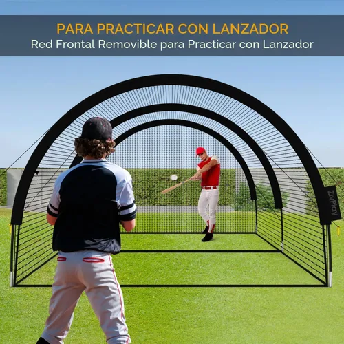 Miniatura 4 de Jaula de bateo de béisbol, jaulas de bateo para patio trasero, jaula portátil desplegable para béisbol y softbol con agujero para máquina de lanzar