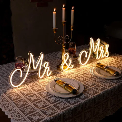 Miniatura 5 de Letrero de neón con luz LED de neón para decoración de pared, decoración de recepción de boda, aniversario, compromiso, banquete