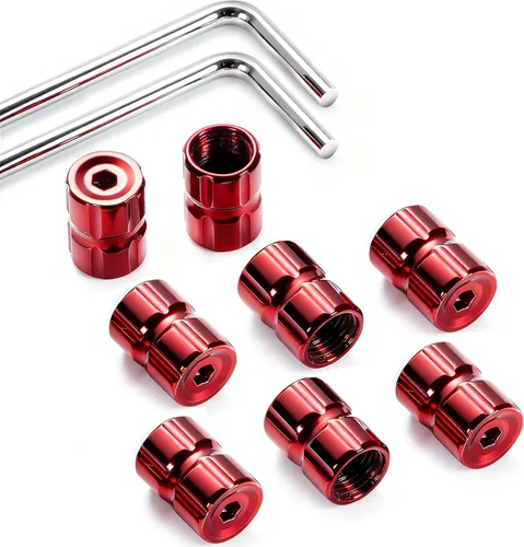 Miniatura 12 de Dsycar Paquete de 8 tapas de vástago de válvula de neumático de bloqueo con sello de goma, tapas de vástago de válvula de aluminio antirrobo