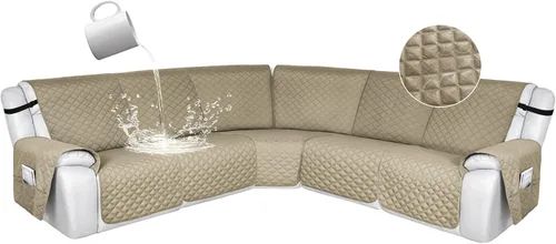 Miniatura 48 de HDCAXKJ Fundas de sofá seccional reclinable 100% impermeable, forma de L, funda de sofá reclinable lavable acolchada suave para mascotas, perro