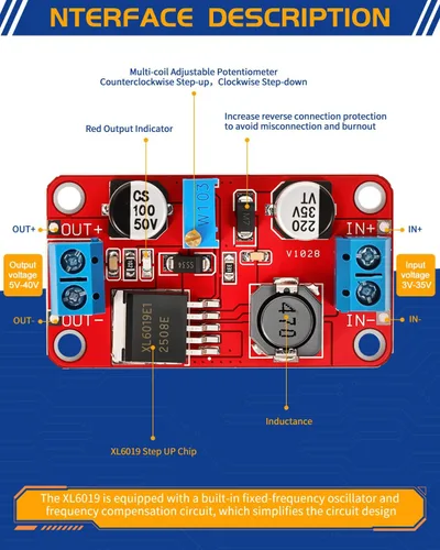 Miniatura 2 de Módulo convertidor de Buck elevador XL6019 3A DC-DC regulador de voltaje ajustable 3.0-35V entrada a 5.0-40V módulo de impulso de salida