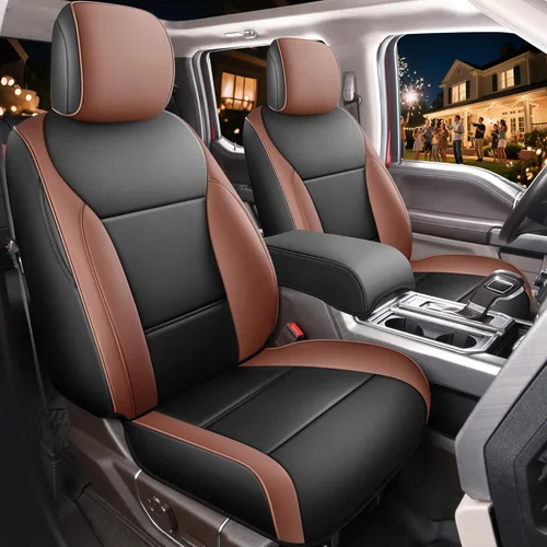 Miniatura 8 de Red Rain Fundas de cuero para asiento F150, ajuste personalizado para Ford F150 SuperCrew/CrewCab 2015 a 2025 XL XLT STX, camioneta pickup, juego