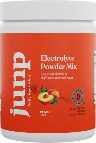 Miniatura 3 de JUNP - Polvo de electrolitos sin azúcar ni carbohidratos, mezcla de bebida de electrolitos keto de melocotón jugoso fresco de huerto, polvo