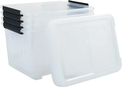 Miniatura 2 de Paquete de 4 cajas de almacenamiento de 50 cuartos con ruedas, grandes bolsas de plástico transparente con tapa