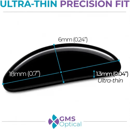 Miniatura 5 de GMS Optical® 0.1 in adhesivo antideslizante contorneado almohadillas de nariz de lente de silicona suave con súper pegajoso respaldo - 5 pares