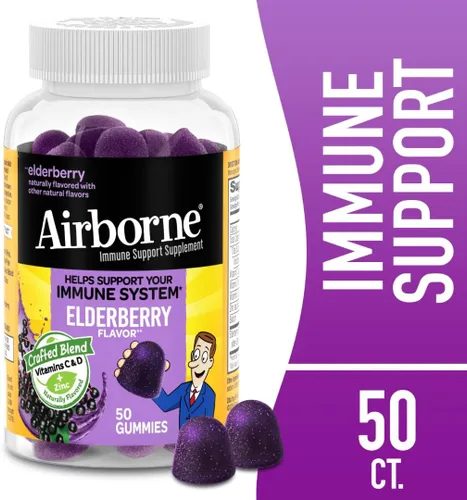 Miniatura 4 de Airborne - Gomitas de saúco + zinc y vitamina C para adultos, suplemento para fortalecer el sistema inmunológico con vitaminas D y zinc