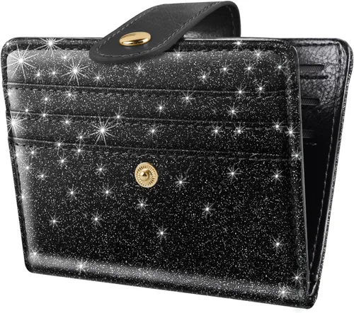 Miniatura 28 de Carteras pequeñas para mujer, diseño delgado y minimalista, tarjetero plegable para bolsillo o bolso, Mariposas negras