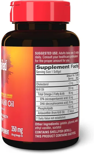 Miniatura 22 de MegaRed - Aceite de krill Omega-3 350mg cápsulas blandas (130 unidades en una botella), ácidos grasos omega-3 EPA y DHA sin regusto a pescado a