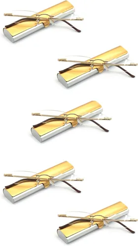 Miniatura 11 de 5 pares de gafas de lectura sin montura de metal con bisagra de resorte ligero estuche delgado para hombres y mujeres