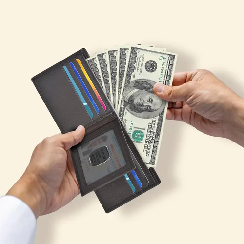 Miniatura 17 de Carteras RFID delgadas para hombres - Cartera de bolsillo frontal de piel genuina