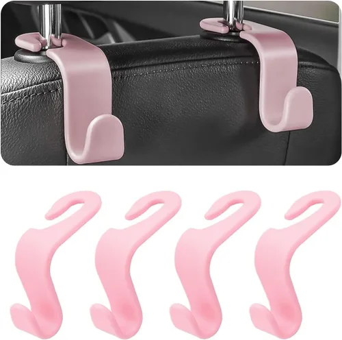 Miniatura 16 de 4 ganchos para reposacabezas de asiento de coche, soporte de colgador para asiento trasero, organizador de vehículo universal y elegante