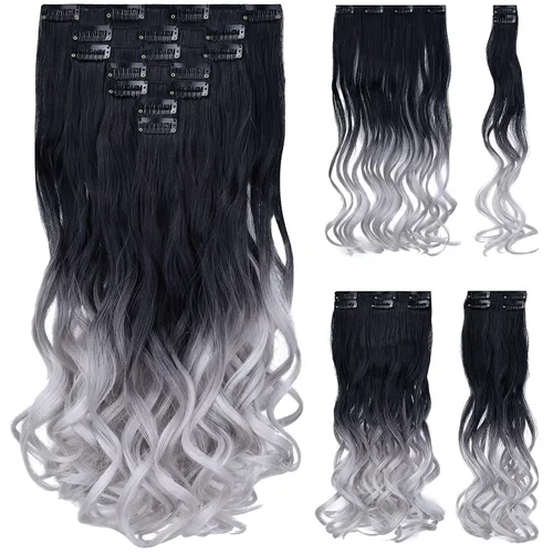 Miniatura 51 de SYXLCYGG Extensiones de cabello rubio, 2 unidades, extensiones de cabello con clip de 22 pulgadas, 5 onzas, lacio, sintético, esponjoso, rubio