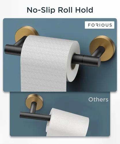 Miniatura 31 de FORIOUS Soporte de pared para papel higiénico, soporte de rollo de papel higiénico de doble poste giratorio de acero inoxidable para baño, Blanco