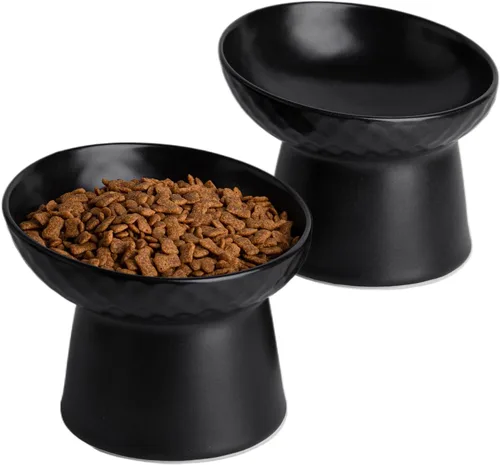 Miniatura 9 de Pequeños cuencos elevados de cerámica para gatos, cuencos elevados inclinados para alimentos o agua, sin estrés, prevención de reflujo, aptos