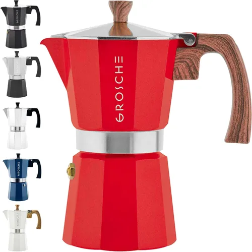 Miniatura 11 de GROSCHE Milano Cafetera Moka para Preparar Espresso en la Estufa, 9 Tazas de Café, 15.2 oz, Negro. Cafetera Cubana para Preparar Café en la Estufa