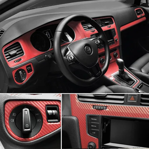 Miniatura 5 de Adhesivo en 3D de fibra de carbono de vinilo para envolver el coche, hoja adhesiva de vinilo para envolver el coche, rojo, 127 x 30 cm 50" x 11.8