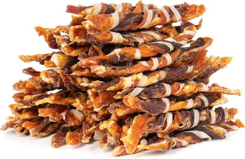 Miniatura 10 de MON2SUN Golosinas para perros, palitos de cecina de triple sabor, palitos de pollo de pato y bacalao de 4.5 a 5 pulgadas para perros pequeños