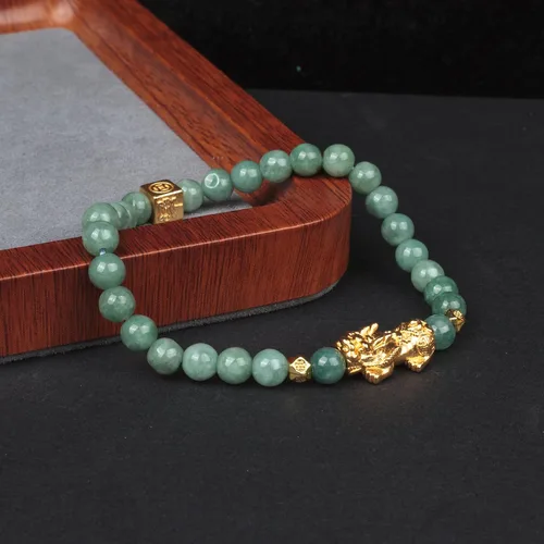 Miniatura 5 de Fengshui Pulsera de riqueza verde Pulsera de jade real para mujer Atrae pulseras adineradas afortunadas