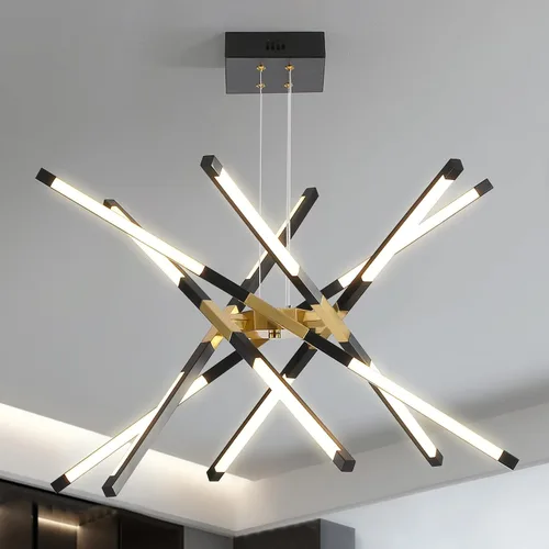 Miniatura 13 de Candelabro negro moderno, Candelabro Sputnik de 10 luces regulable enchufable, lámpara colgante de techo con instalación empotrada, lámpara colgante