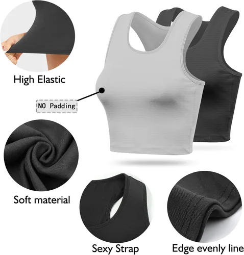 Miniatura 2 de 2 Pieces Tank Top for Women, Basic Sleeveless Sports Crop Tops for Women Going Out Tops Workout Tops Women Teen Girls