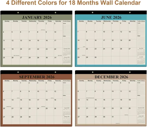 Miniatura 5 de Calendario de escritorio 2026-18 meses, de enero de 2026 a junio de 2027, calendario 2026-2027 con papel grueso para organización escolar en Beige