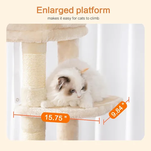 Miniatura 6 de Heybly Árbol para Gatos para Gatos Grandes de 20 libras de Servicio Pesado, Torre para Gatos XXL de 60 pulgadas para Gatos de Interior, Condominio