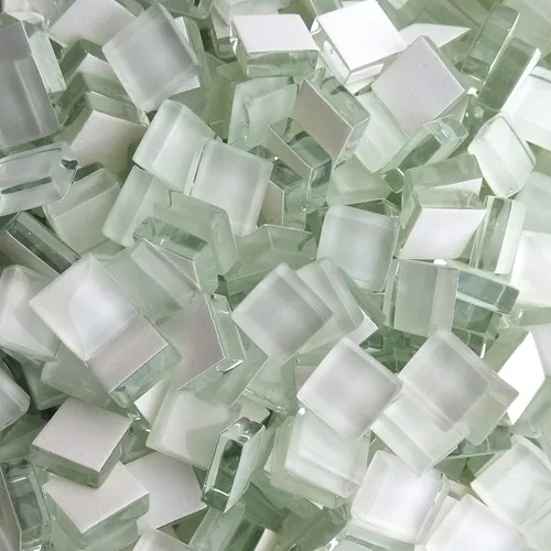 Azulejos de mosaico de cristal blanco cuadrados para suministros de manualidades, marcos de fotos hechos a mano, joyería hecha a mano, decoración de