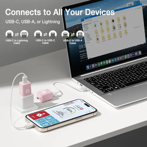 Miniatura 5 de Copia de seguridad para iPhone Photo Stick: cubo de datos de 128 GB con certificación MFi de Apple, color rosa, almacenamiento de copia de seguridad