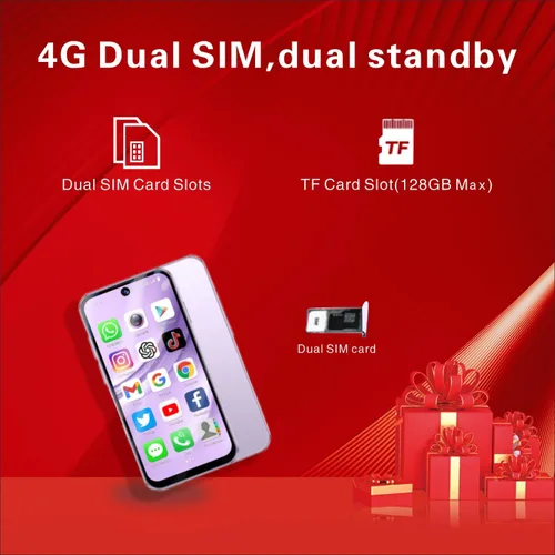 Miniatura 7 de Mini teléfono para niños, teléfono infantil desbloqueado, pantalla táctil HD de 3.88 pulgadas, 4G, doble SIM, identificación facial, Android 12