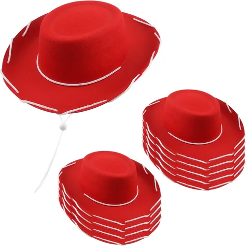 Miniatura 8 de Paquete de 10 sombreros de vaquero para niños, sombrero de vaquero occidental de fieltro para niños y niñas, cumpleaños, Halloween, suministros