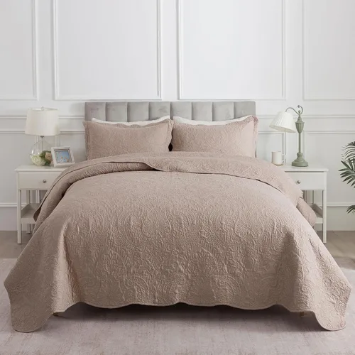 Miniatura 303 de HoneiLife - Juego de colcha de tamaño Queen, juego de ropa de cama de pana bordada de 3 piezas, colcha de lujo, ligera, cálida, para todas las Pana