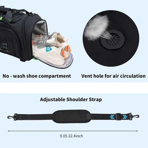Miniatura 6 de Bolsa de gimnasio para hombres y mujeres, bolsa de viaje deportiva de 46 litros con compartimento para zapatos, bolsa de transporte expandible