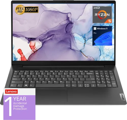 Laptop Lenovo V15, pantalla FHD de 15.6 pulgadas, procesador AMD Ryzen 5 5500U de seis núcleos (supera al Intel i7-1065G7), 16 GB RAM, SSD de 1 TB,
