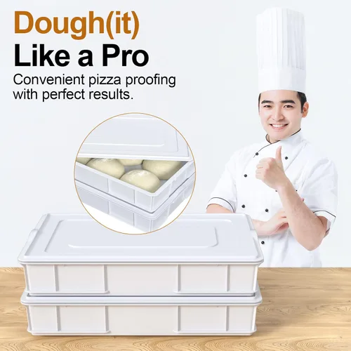 Miniatura 8 de Paquete de 2 cajas de masa apilables para pizza con 2 tapas Plastic, Bread Container, Dough Trays, airtight lid keeps dough fresh, fits neatly in