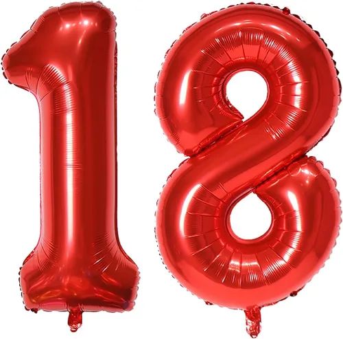 Miniatura 50 de Globo de helio rojo del número 10 de 40 pulgadas, autosellado para decoración de fiesta de cumpleaños y decoración de fiesta de aniversario (rojo 10)