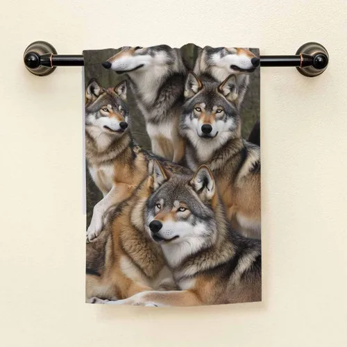 Miniatura 3 de HGOD DESIGNS Toallas de mano de lobo, diseño de animales salvajes, toalla de mano suave para baño, cocina, yoga, gimnasio, toallas decorativas de 15