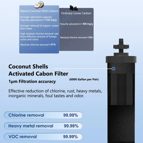 Miniatura 2 de Berkey Gravity - Filtro de agua de repuesto, 2 filtros de carbono negro y 2 filtros de fluoruro blanco, compatible con purificadores Berkey, paquete