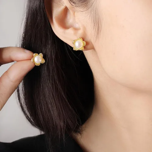 Miniatura 37 de Aretes de perlas para mujer, perlas redondas blancas, aretes de oro envueltos de alambre, joyería hecha a mano para mamá, amante y ella