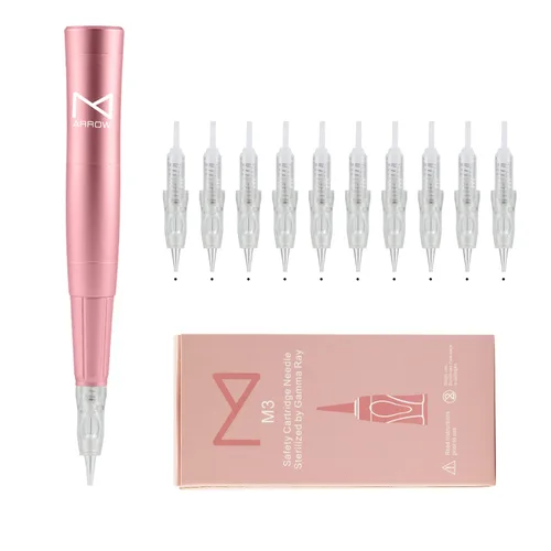 Miniatura 4 de Mellie Microblading - 10 cartuchos de agujas M3 – Compatible con máquina de maquillaje permanente Arrow, Lady & Intelli – Sombra de maquillaje 1RL