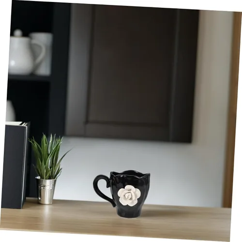 Miniatura 5 de Cabilock Bonita taza de café de cerámica floral con asa, taza de té de viaje irregular para mujer, diseño para té de tarde, Navidad y uso diario