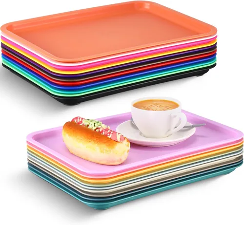 Sintuff 20 Piezas Bandejas de Arte de Plástico Coloridas Bandejas de Almuerzo de Comida Rápida Actividades y Manualidades a Granel Organizador de