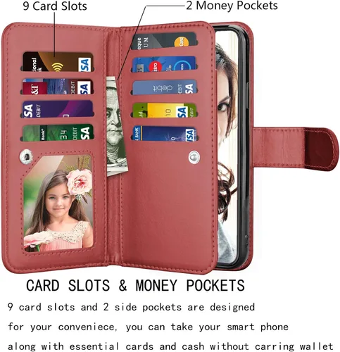 Miniatura 2 de Njjex Funda tipo cartera para iPhone 11 PRO Max 2019, para iPhone 11 PRO Max (6.5 pulgadas), [9 ranuras para tarjetas] Funda de piel sintética