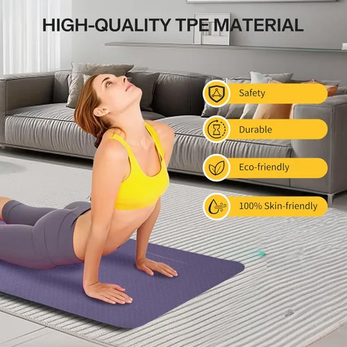 Miniatura 5 de Tapete de yoga, tapete de yoga con diseño antideslizante, tapete profesional de TPE para ejercicio, 72 x 24 pulgadas, tapete de entrenamiento