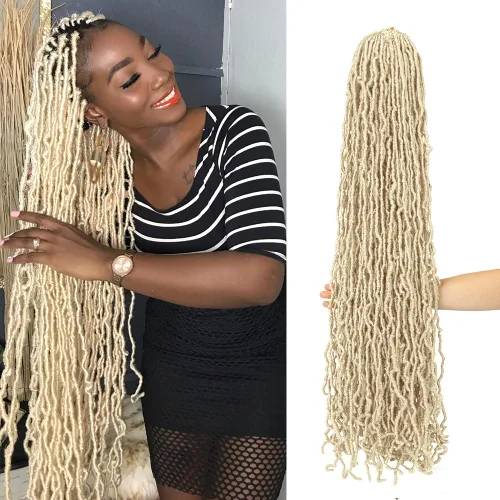 Miniatura 8 de Umylar - Paquetes de 7 rastas sintéticas de ganchillo de 24 pulgadas / 61 cm., extensiones de rastas suaves de diosa, cabello sintético de ganchillo