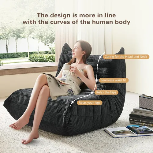 Miniatura 6 de Silla Puf - Sofá de Esquina, Silla de Chimenea Sofá Silla Puf, Silla Puf Grande para Adultos, Sofá de Piso de Chimenea para Sala de Estar, Amarillo