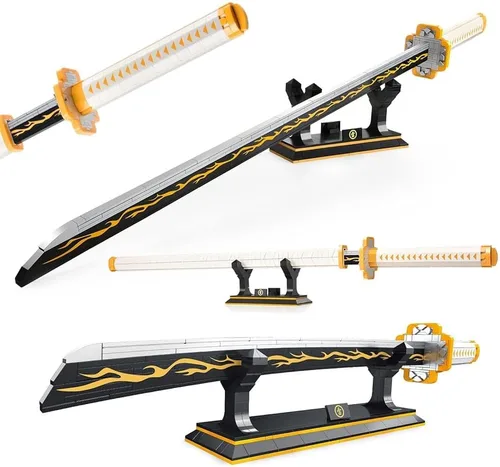 Miniatura 9 de SATHIBI Juego de construcción de espadas Demon para adultos, modelo de bloque de construcción de cuchillo de 46 pulgadas de largo con soporte