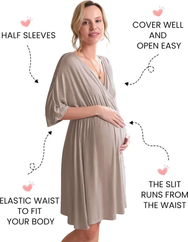 Miniatura 2 de Ekouaer Vestido de maternidad 3 en 1 para maternidad, trabajo de parto y lactancia, camisón de enfermería, ropa de dormir para lactancia, tallas S a
